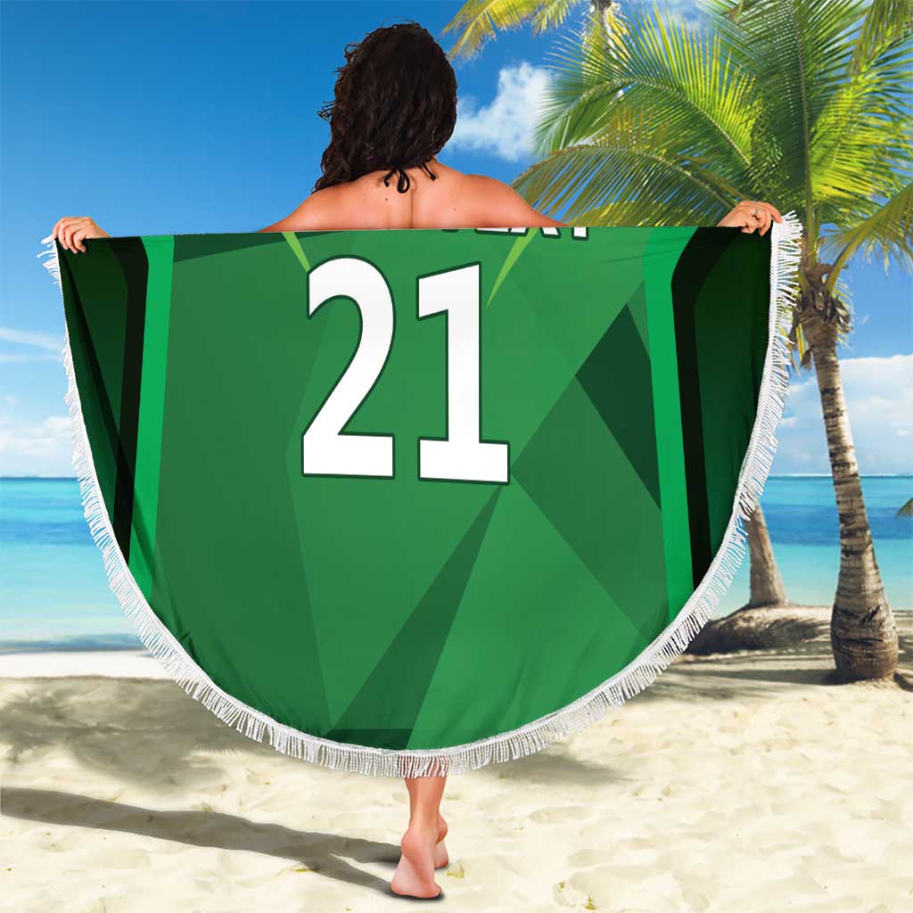 Pakistan Cricket Custom Beach Blanket The Green Shirts with Sporty Pattern
