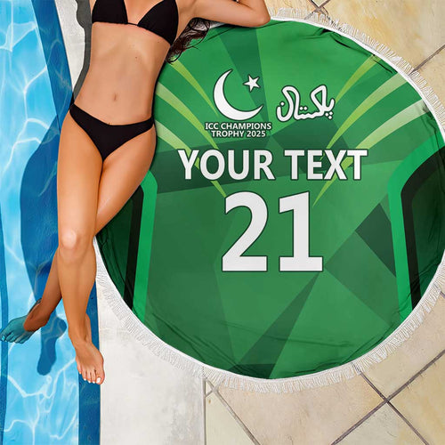 Pakistan Cricket Custom Beach Blanket The Green Shirts with Sporty Pattern