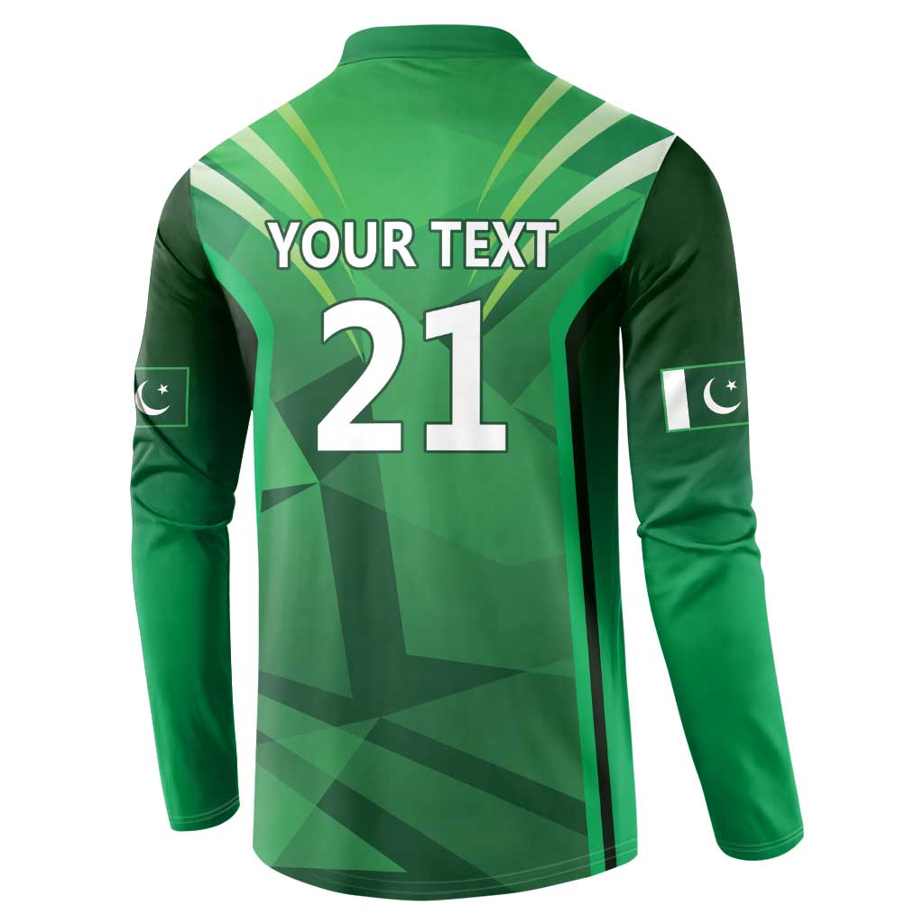 Pakistan Cricket Custom Button Sweatshirt The Green Shirts with Sporty Pattern