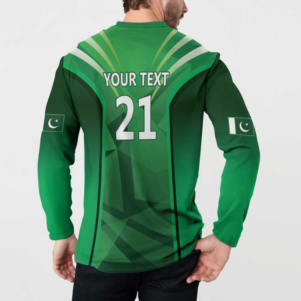 Pakistan Cricket Custom Button Sweatshirt The Green Shirts with Sporty Pattern