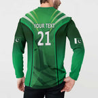 Pakistan Cricket Custom Button Sweatshirt The Green Shirts with Sporty Pattern