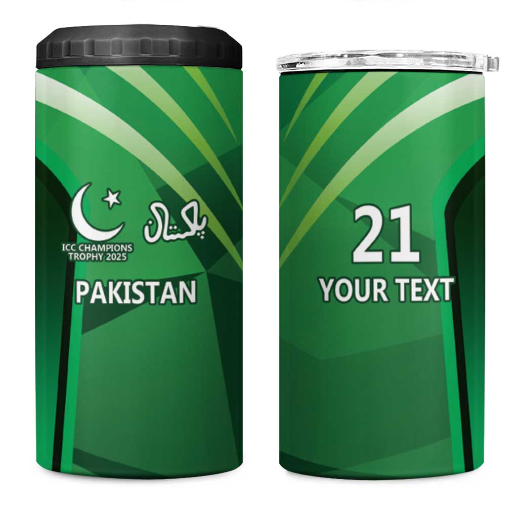 Pakistan Cricket Custom 4 in 1 Can Cooler Tumbler The Green Shirts with Sporty Pattern