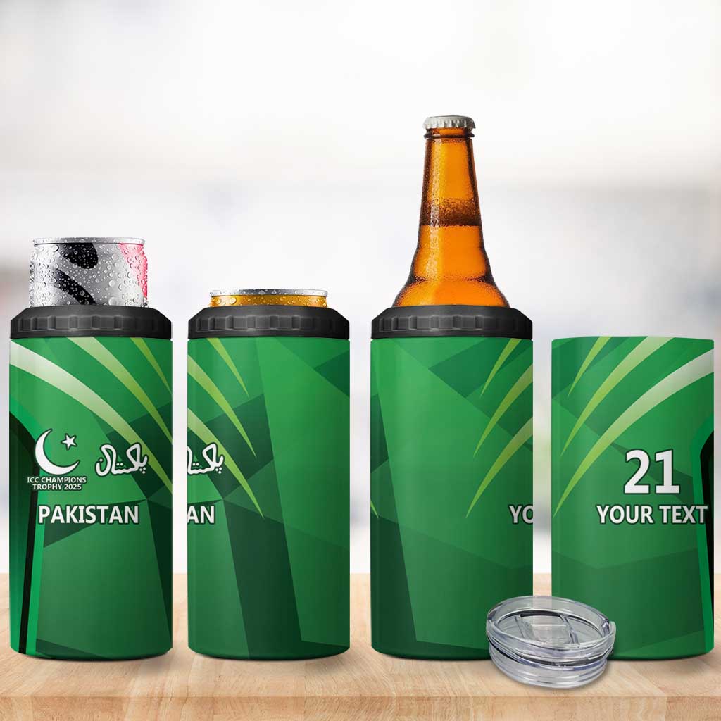 Pakistan Cricket Custom 4 in 1 Can Cooler Tumbler The Green Shirts with Sporty Pattern