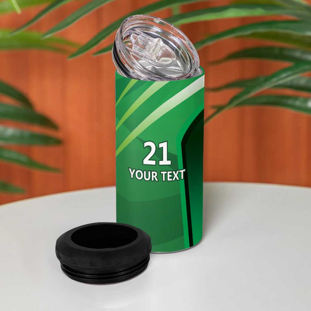Pakistan Cricket Custom 4 in 1 Can Cooler Tumbler The Green Shirts with Sporty Pattern