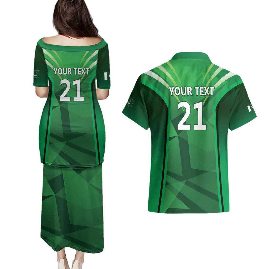 Pakistan Cricket Custom Couples Matching Puletasi and Hawaiian Shirt The Green Shirts with Sporty Pattern