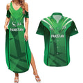 Pakistan Cricket Custom Couples Matching Summer Maxi Dress and Hawaiian Shirt The Green Shirts with Sporty Pattern
