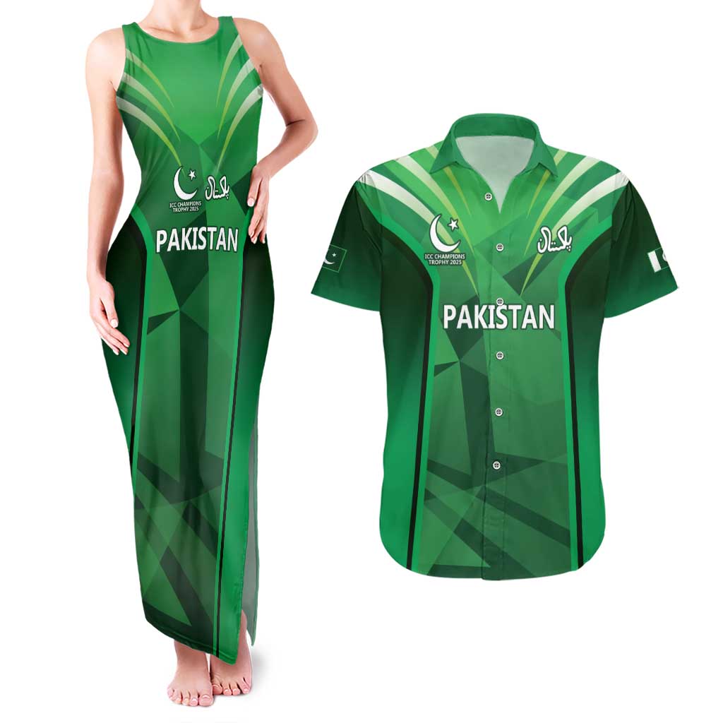Pakistan Cricket Custom Couples Matching Tank Maxi Dress and Hawaiian Shirt The Green Shirts with Sporty Pattern
