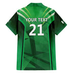 Pakistan Cricket Custom Family Matching Off The Shoulder Long Sleeve Dress and Hawaiian Shirt The Green Shirts with Sporty Pattern