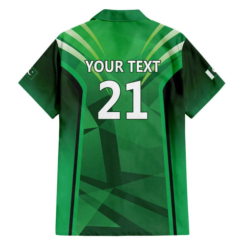 Pakistan Cricket Custom Family Matching Off The Shoulder Long Sleeve Dress and Hawaiian Shirt The Green Shirts with Sporty Pattern
