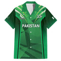 Pakistan Cricket Custom Family Matching Off Shoulder Short Dress and Hawaiian Shirt The Green Shirts with Sporty Pattern