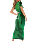 Pakistan Cricket Custom Family Matching Short Sleeve Bodycon Dress and Hawaiian Shirt The Green Shirts with Sporty Pattern