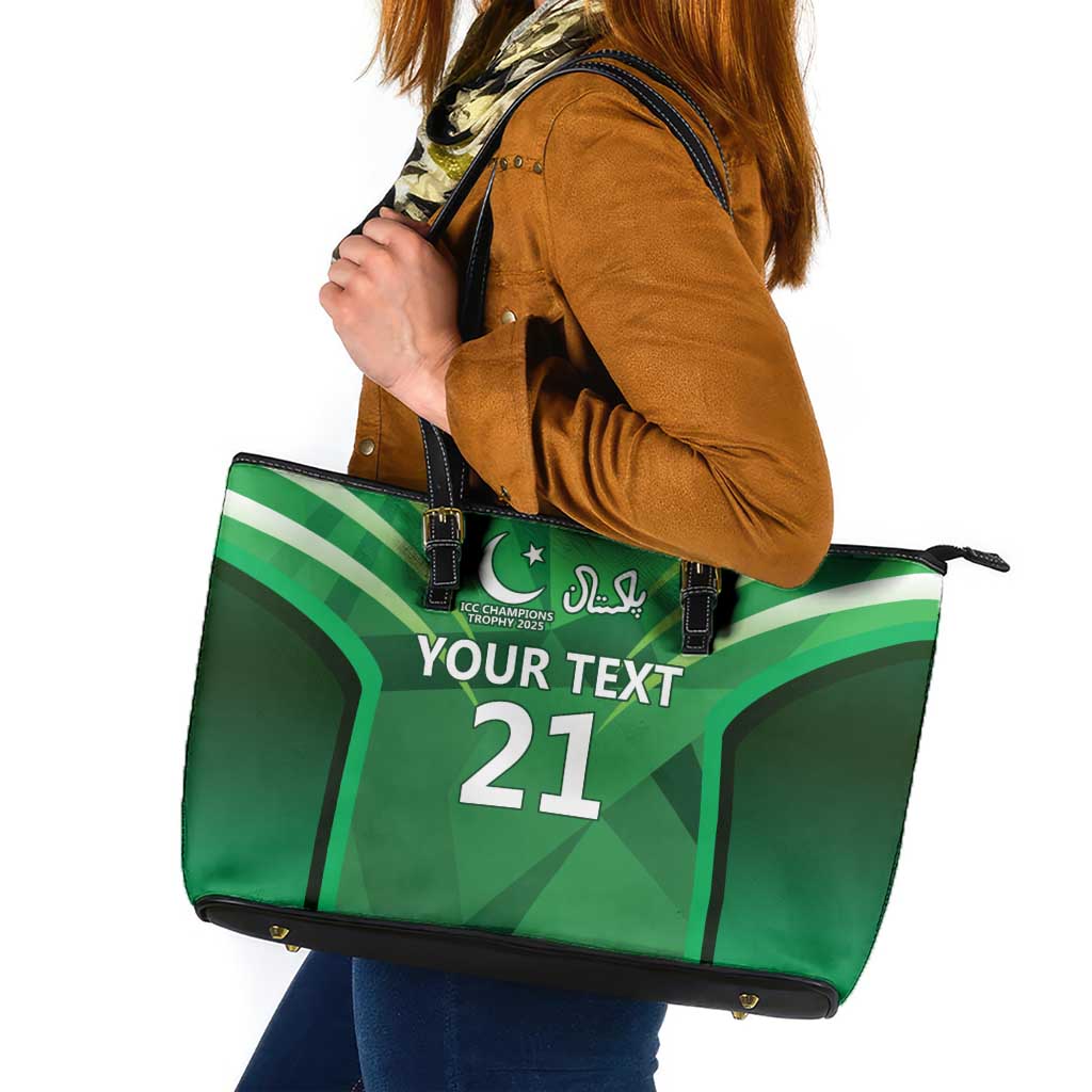 Pakistan Cricket Custom Leather Tote Bag The Green Shirts with Sporty Pattern
