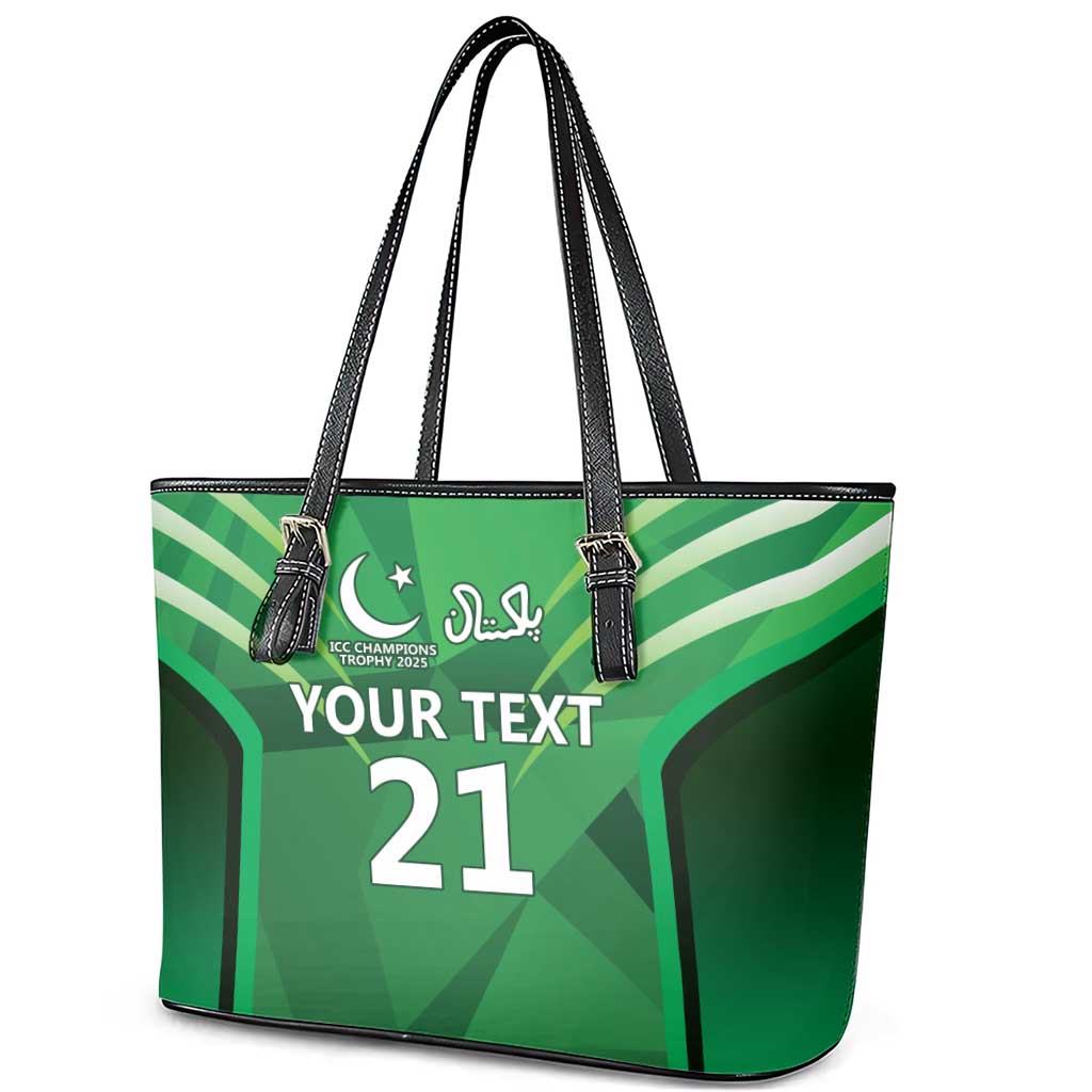 Pakistan Cricket Custom Leather Tote Bag The Green Shirts with Sporty Pattern