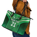 Pakistan Cricket Custom Leather Tote Bag The Green Shirts with Sporty Pattern