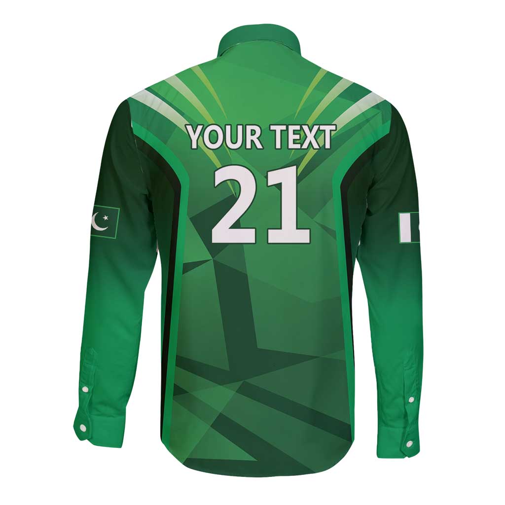 Pakistan Cricket Custom Long Sleeve Button Shirt The Green Shirts with Sporty Pattern