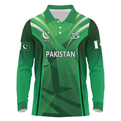 Pakistan Cricket Custom Long Sleeve Polo Shirt The Green Shirts with Sporty Pattern