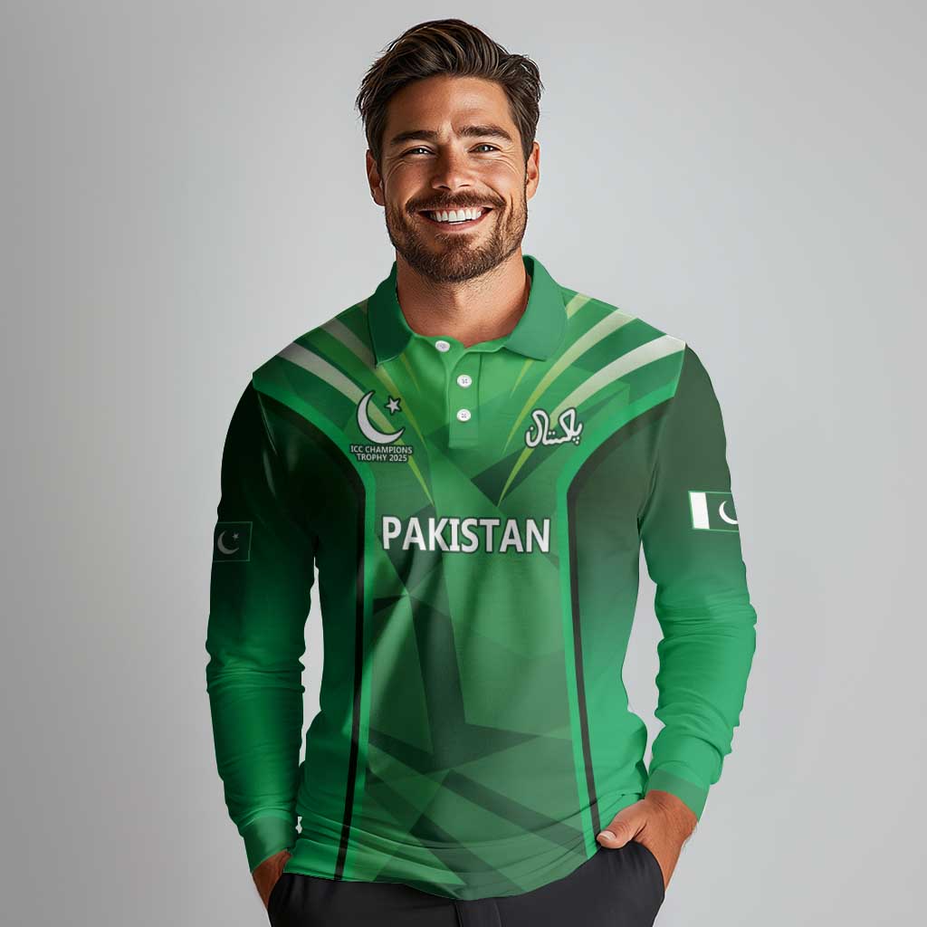 Pakistan Cricket Custom Long Sleeve Polo Shirt The Green Shirts with Sporty Pattern
