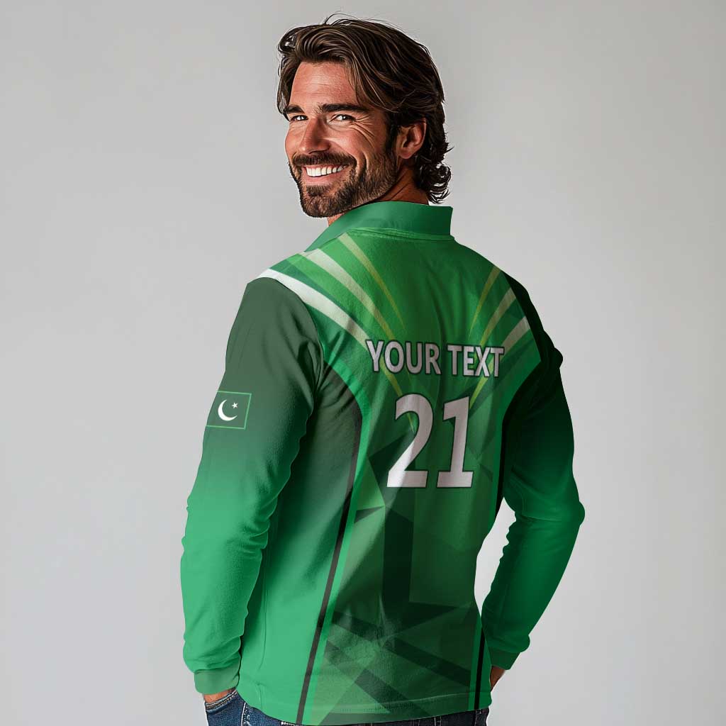Pakistan Cricket Custom Long Sleeve Polo Shirt The Green Shirts with Sporty Pattern