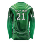 Pakistan Cricket Custom Long Sleeve Shirt The Green Shirts with Sporty Pattern