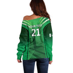 Pakistan Cricket Custom Off Shoulder Sweater The Green Shirts with Sporty Pattern