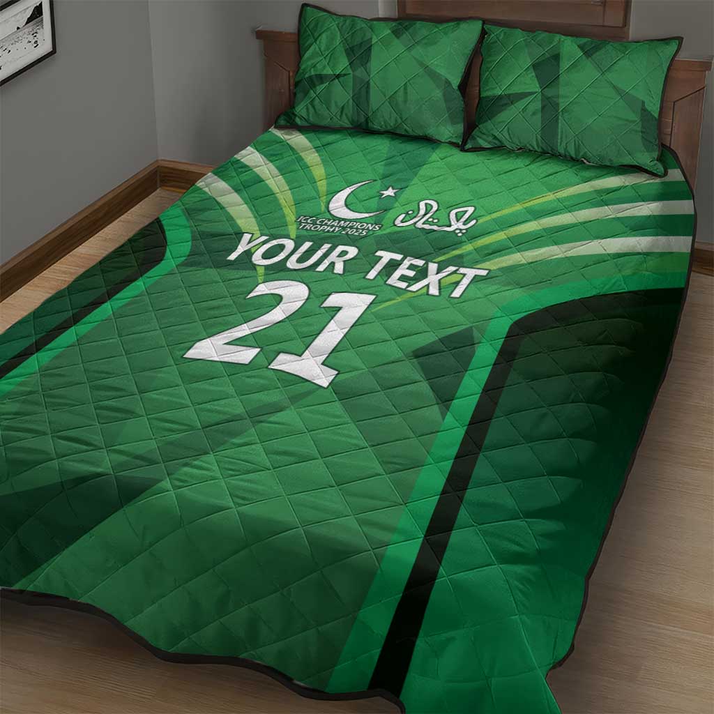 Pakistan Cricket Custom Quilt Bed Set The Green Shirts with Sporty Pattern