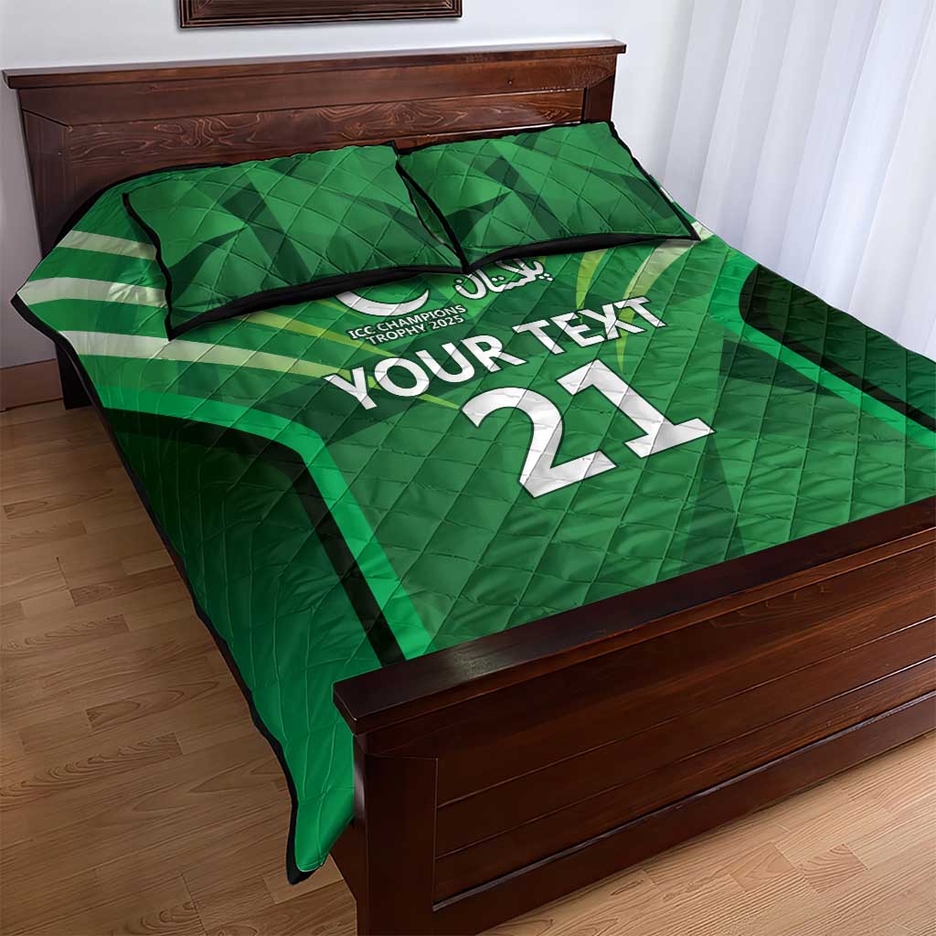 Pakistan Cricket Custom Quilt Bed Set The Green Shirts with Sporty Pattern