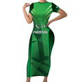 Pakistan Cricket Custom Short Sleeve Bodycon Dress The Green Shirts with Sporty Pattern