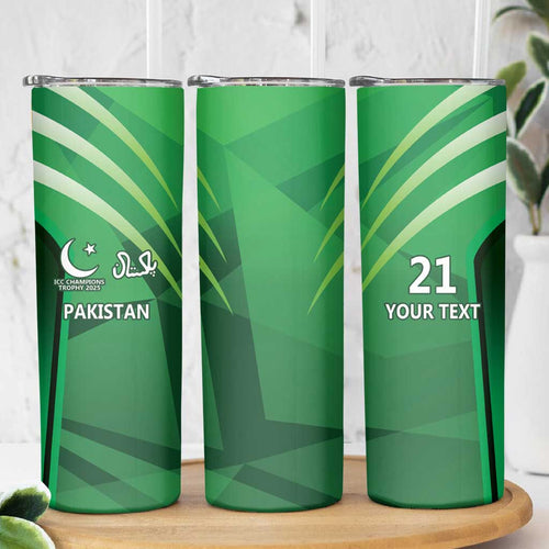 Pakistan Cricket Custom Skinny Tumbler The Green Shirts with Sporty Pattern