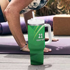 Pakistan Cricket Custom Tumbler With Handle The Green Shirts with Sporty Pattern