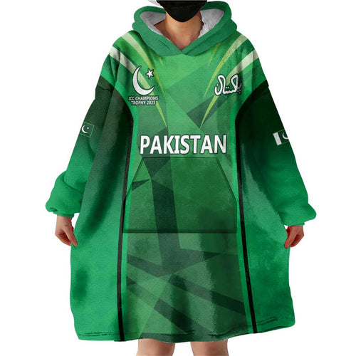 Pakistan Cricket Custom Wearable Blanket Hoodie The Green Shirts with Sporty Pattern