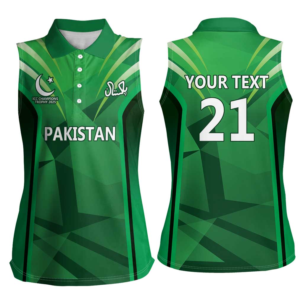 Pakistan Cricket Custom Women Sleeveless Polo Shirt The Green Shirts with Sporty Pattern