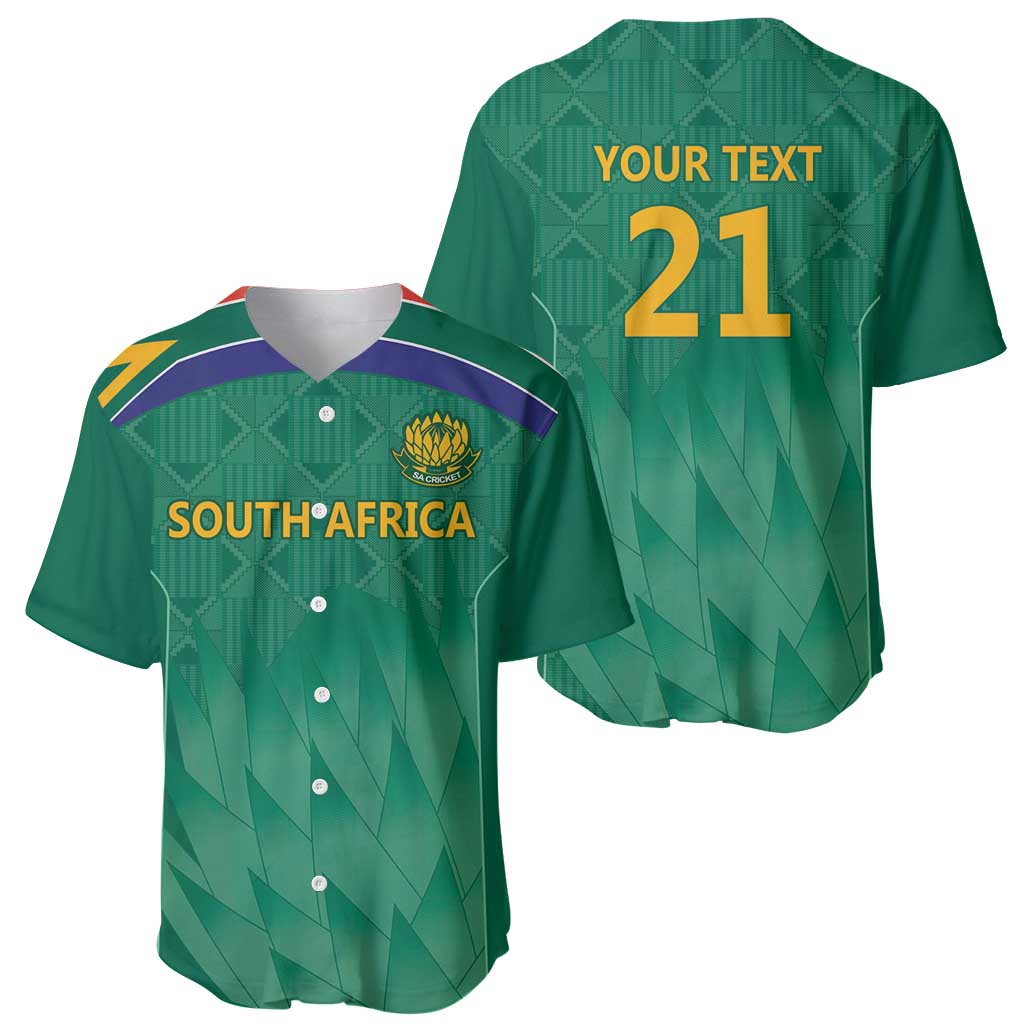 South Africa Cricket Custom Baseball Jersey Proteas Green