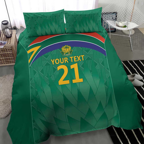 South Africa Cricket Custom Bedding Set Proteas Green