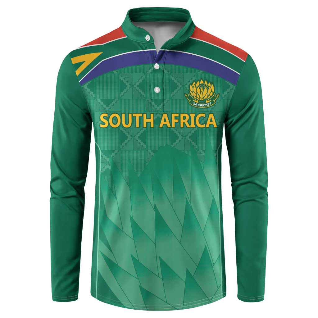 South Africa Cricket Custom Button Sweatshirt Proteas Green