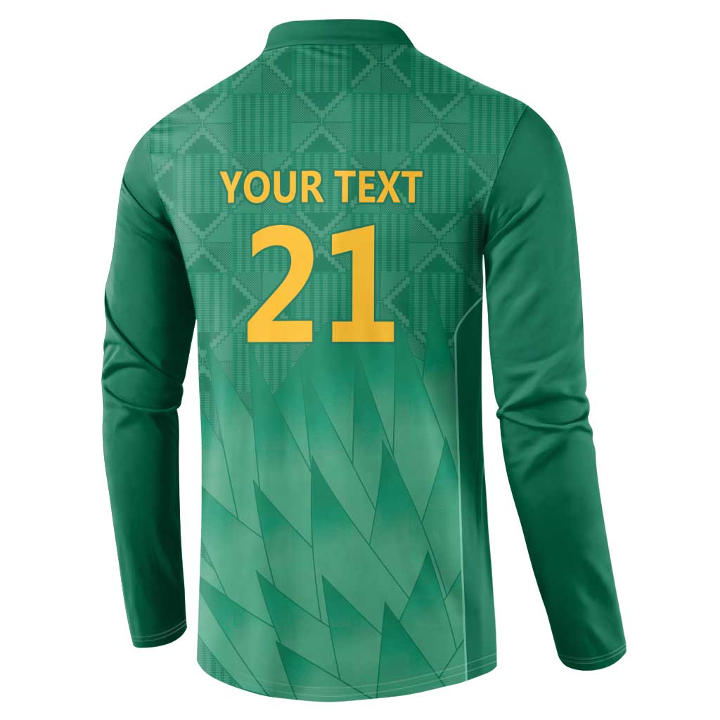 South Africa Cricket Custom Button Sweatshirt Proteas Green