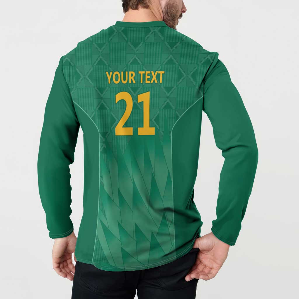 South Africa Cricket Custom Button Sweatshirt Proteas Green