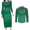 South Africa Cricket Custom Couples Matching Long Sleeve Bodycon Dress and Long Sleeve Button Shirt Proteas Green