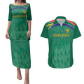 South Africa Cricket Custom Couples Matching Puletasi and Hawaiian Shirt Proteas Green