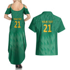 South Africa Cricket Custom Couples Matching Summer Maxi Dress and Hawaiian Shirt Proteas Green