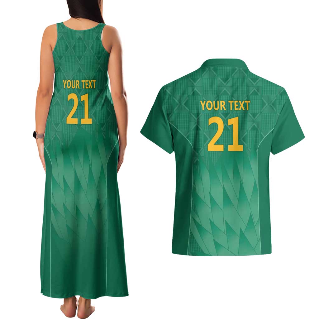 South Africa Cricket Custom Couples Matching Tank Maxi Dress and Hawaiian Shirt Proteas Green