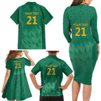 South Africa Cricket Custom Family Matching Long Sleeve Bodycon Dress and Hawaiian Shirt Proteas Green