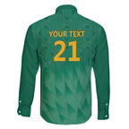 South Africa Cricket Custom Family Matching Off The Shoulder Long Sleeve Dress and Hawaiian Shirt Proteas Green