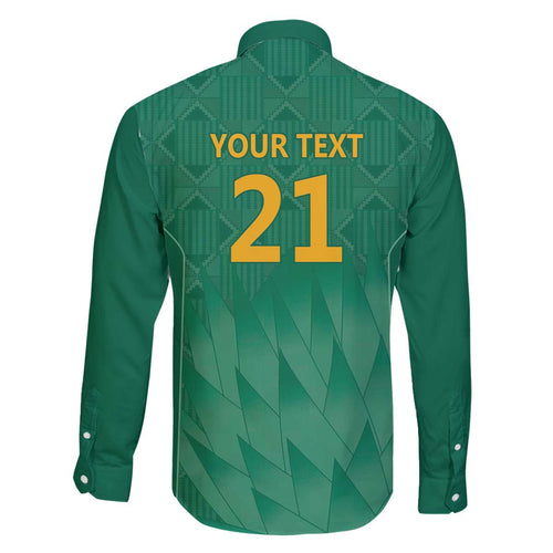 South Africa Cricket Custom Family Matching Off The Shoulder Long Sleeve Dress and Hawaiian Shirt Proteas Green