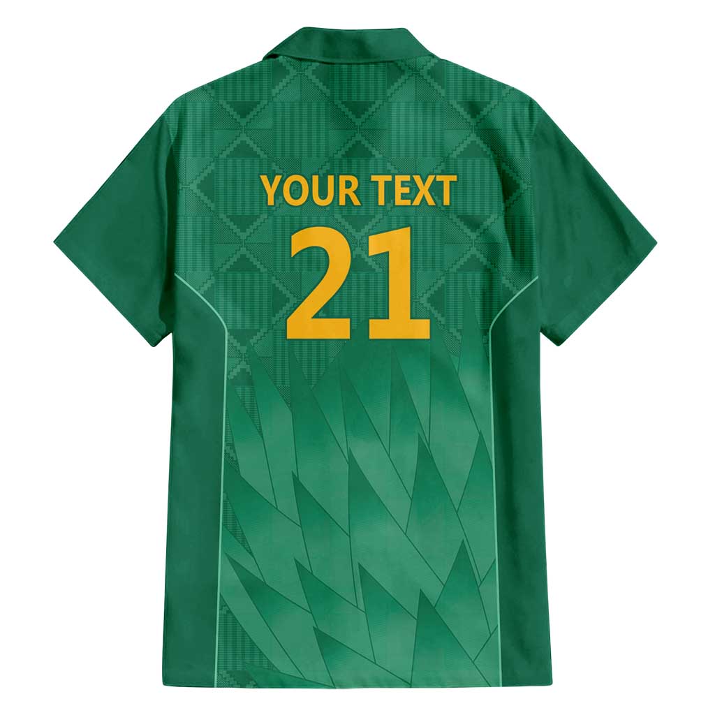 South Africa Cricket Custom Family Matching Off Shoulder Maxi Dress and Hawaiian Shirt Proteas Green