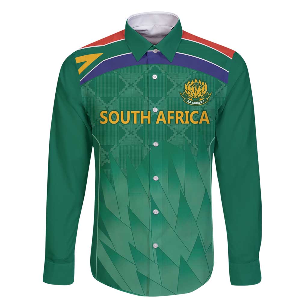 South Africa Cricket Custom Family Matching Off Shoulder Maxi Dress and Hawaiian Shirt Proteas Green