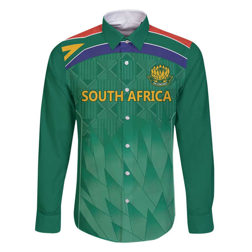 South Africa Cricket Custom Family Matching Off Shoulder Maxi Dress and Hawaiian Shirt Proteas Green
