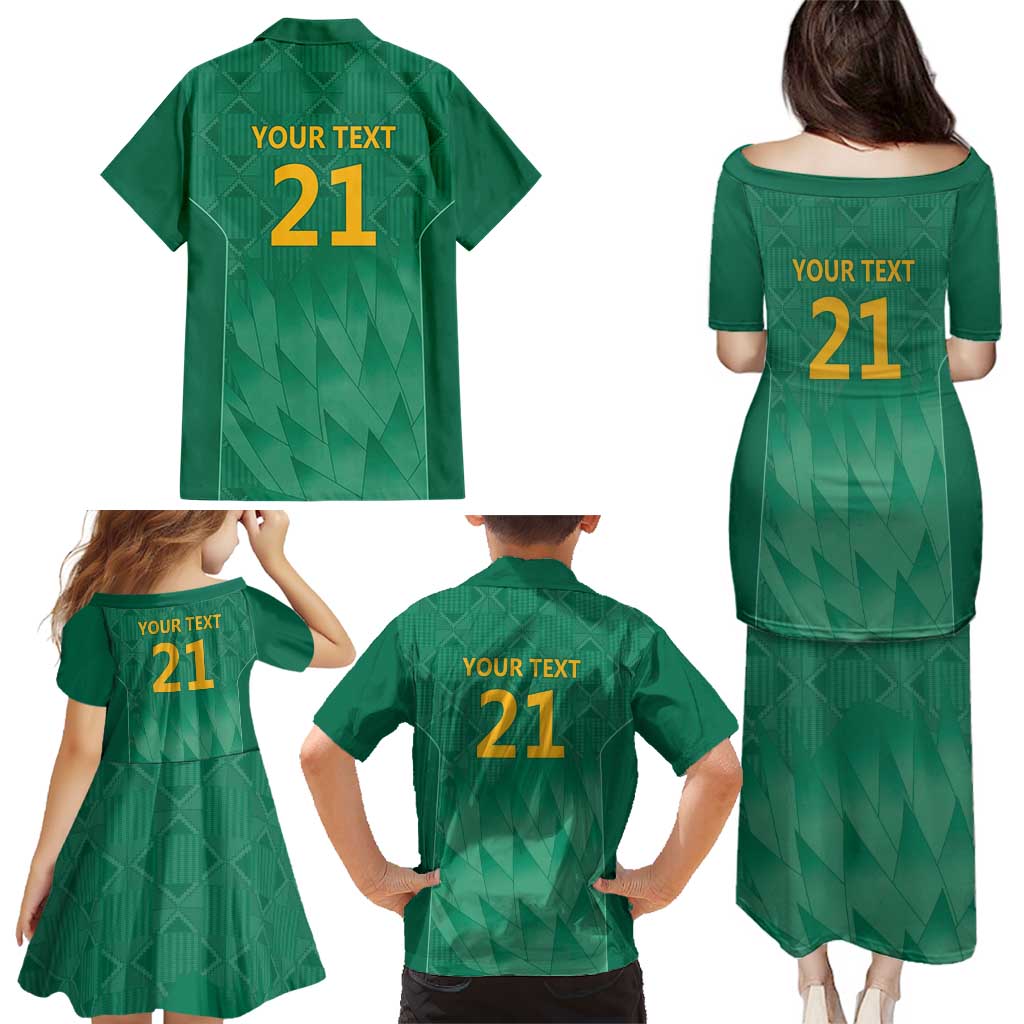 South Africa Cricket Custom Family Matching Puletasi and Hawaiian Shirt Proteas Green