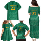South Africa Cricket Custom Family Matching Puletasi and Hawaiian Shirt Proteas Green
