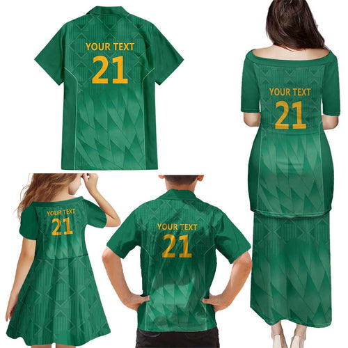 South Africa Cricket Custom Family Matching Puletasi and Hawaiian Shirt Proteas Green