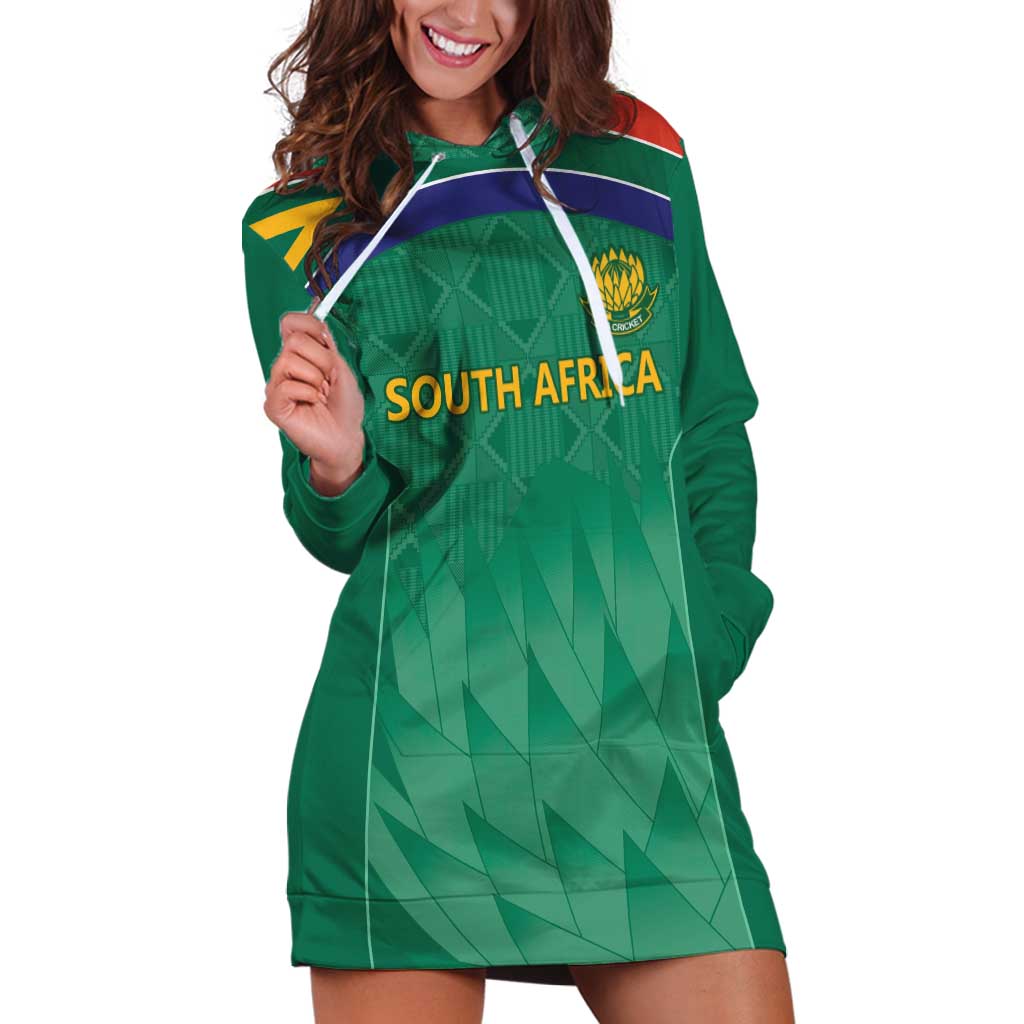 South Africa Cricket Custom Hoodie Dress Proteas Green